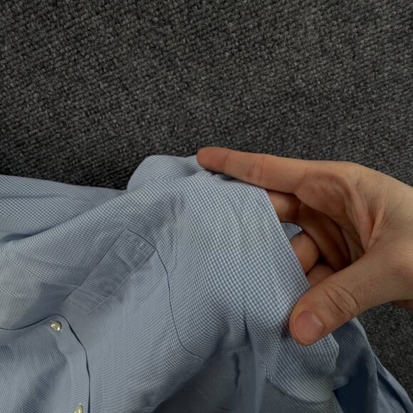 Brooks Brothers Extra-Slim 16-34 Non-Iron Spread Check Blue Cotton Button Up Men - Picture 15 of 16